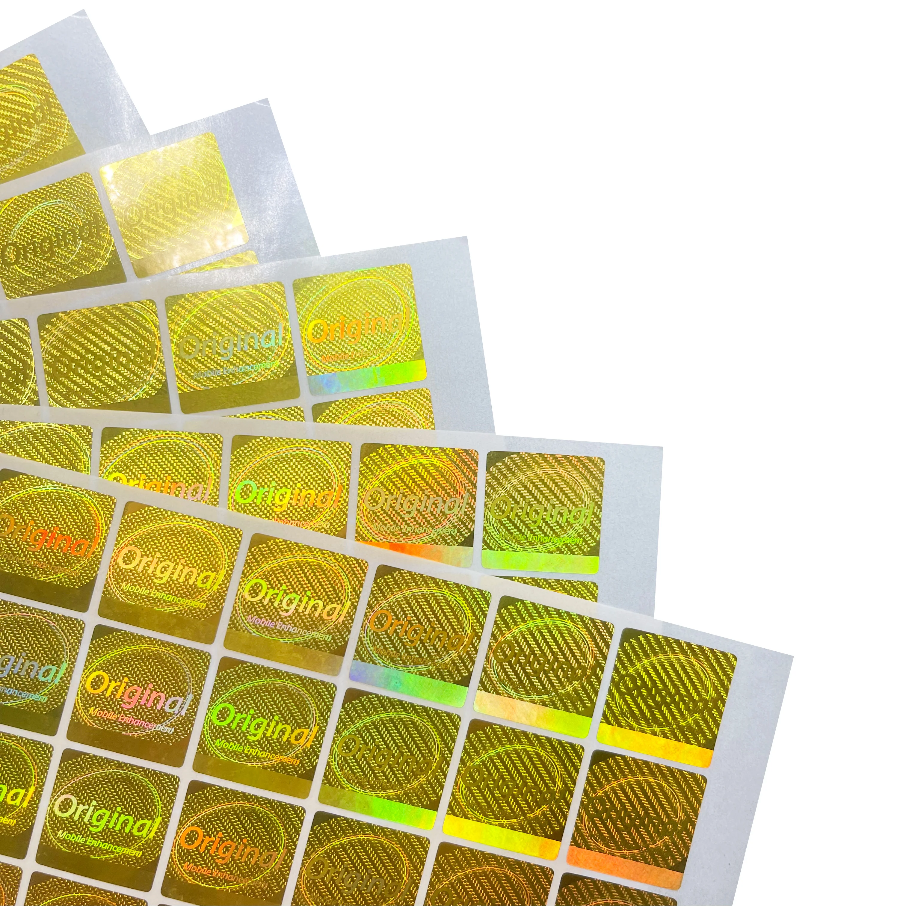 

100pcs 20x20mm gold holographic label stickers tampered with clearly open warranty security counterfeit original seal stickers