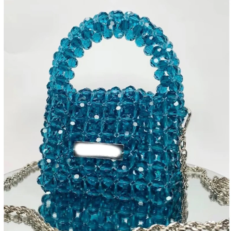 New Shiny Crystal Bead Women\'s Bag Luxurious High-end Banquet Party Chain Crossbody Bags Handmade Custom Color Shoulder Handbag