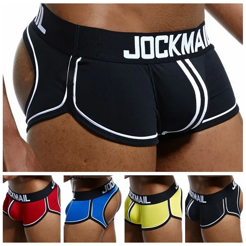 Men\'s Panties Jockstraps Men Underwear Gay Thong Man Boxer Shorts Underpants Slip Sexy Cotton Pouch Cuecas Gay Thongs G String