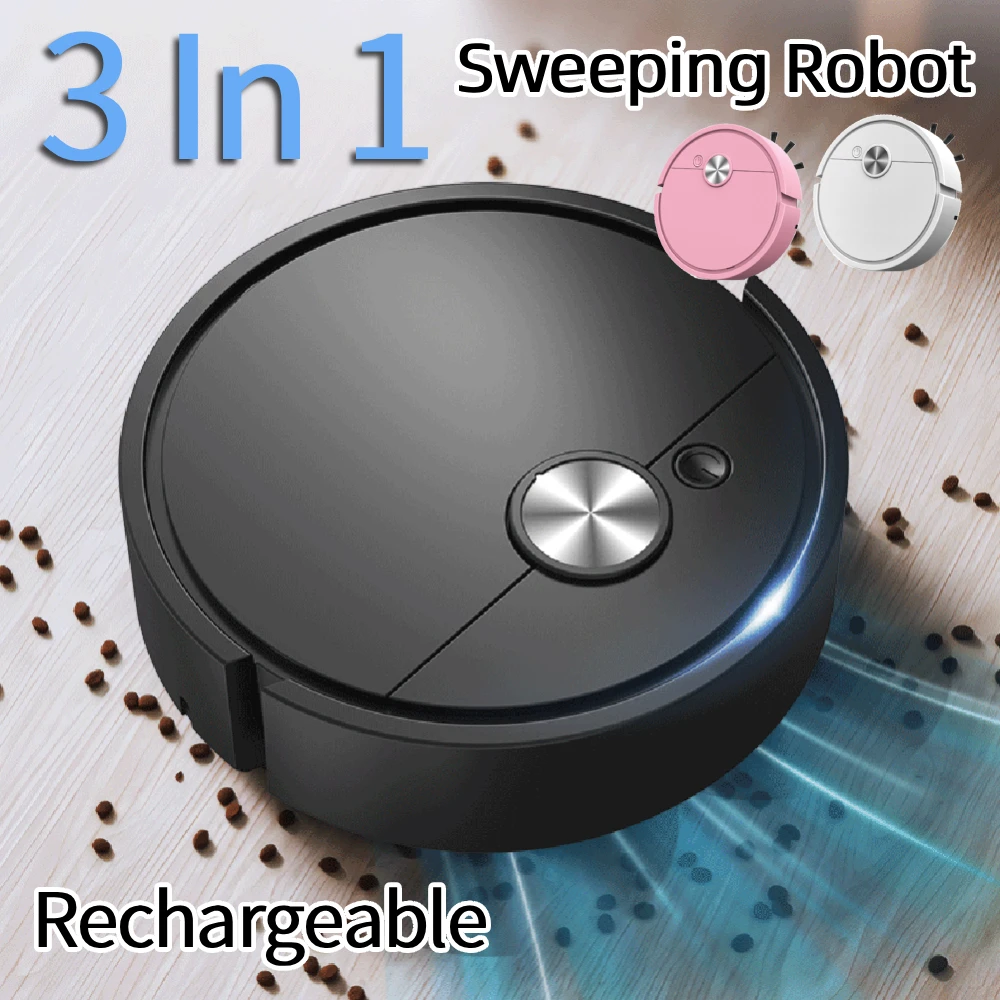 

3 в 1, вакуумная швабра-робот, перезаряжаемая подметальная машина, компактная чистящая машина с сильным всасыванием для шерсти домашних животных, стойкая грязь