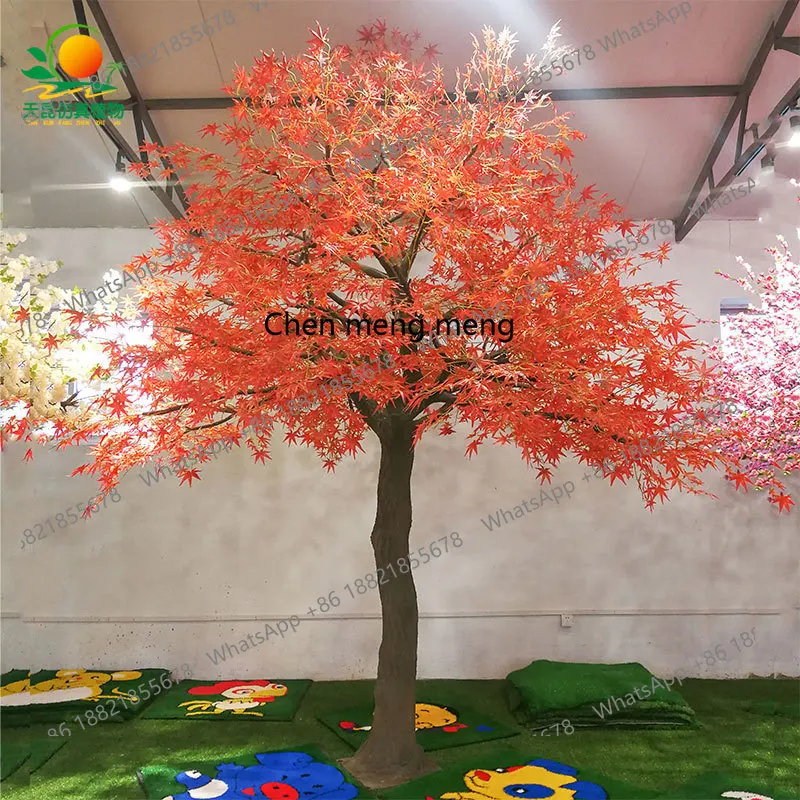 

Simulation red hotel restaurant new Chinese decorative maple fiberglass simulation tree fake red maple leaves