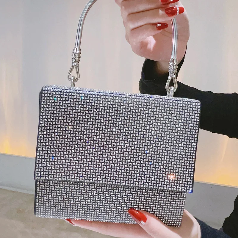

Elegant Large Rhinestone Clutch Purse for Women Shiny Diamond Evening Tote Luxury Bling Wedding Handbag Party Shoulder Bag