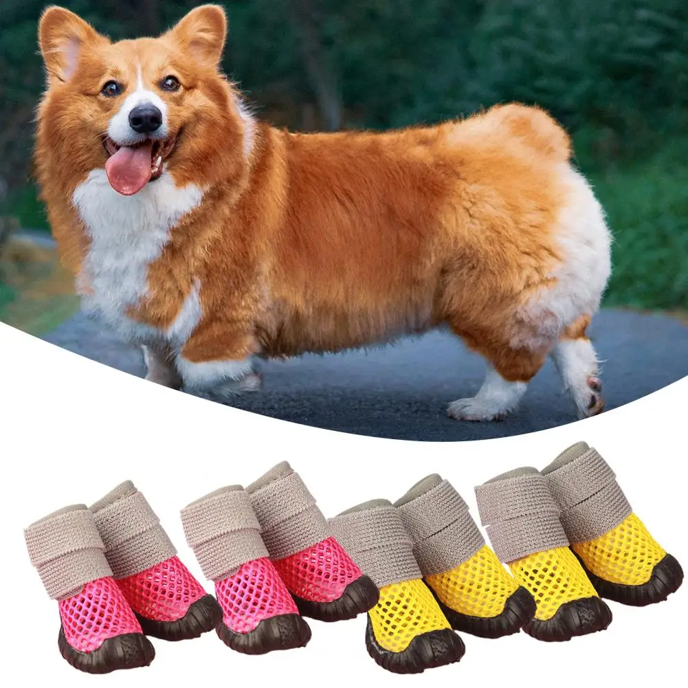 4Pcs Cute Pet Foot Cover Breathable Waterproof Multi-purpose Summer Puppy Dog Teddy Shoes