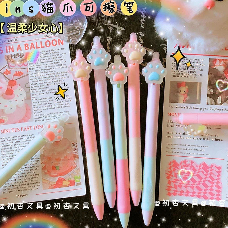 

Kawaii Cat Claw ballpoint pen for writing 0.5mm Blue Friction pen Cute stationery for students Erasable blue gel pen