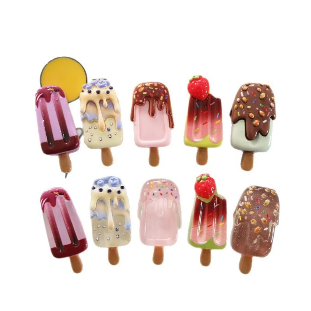 10pcs Cute Cartoon Kawaii small popsicle Series Flat Back Resin DIY Scrapbooking Embellishments Cabochons Decoration Accessories