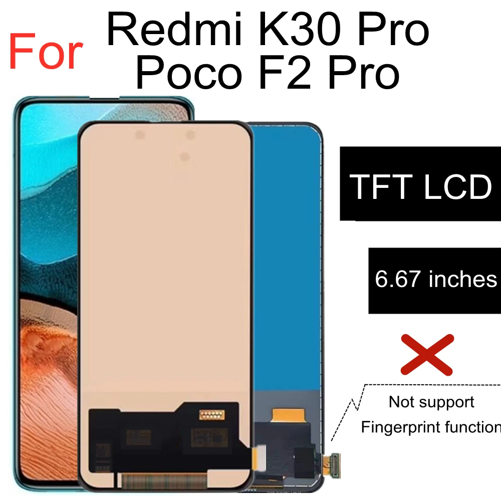 6.67  TFT LCD For Xiaomi Redmi K30 Pro Zoom LCD Display Touch Screen Digitizer Assembly Replacement For Xiaomi Poco F2 Pro LCD