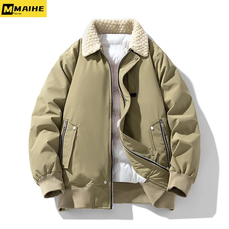 Men's Winter jacket Korean fashion thickened warm padded jacket neutral minimalist men's clothing street hip hop women's parka