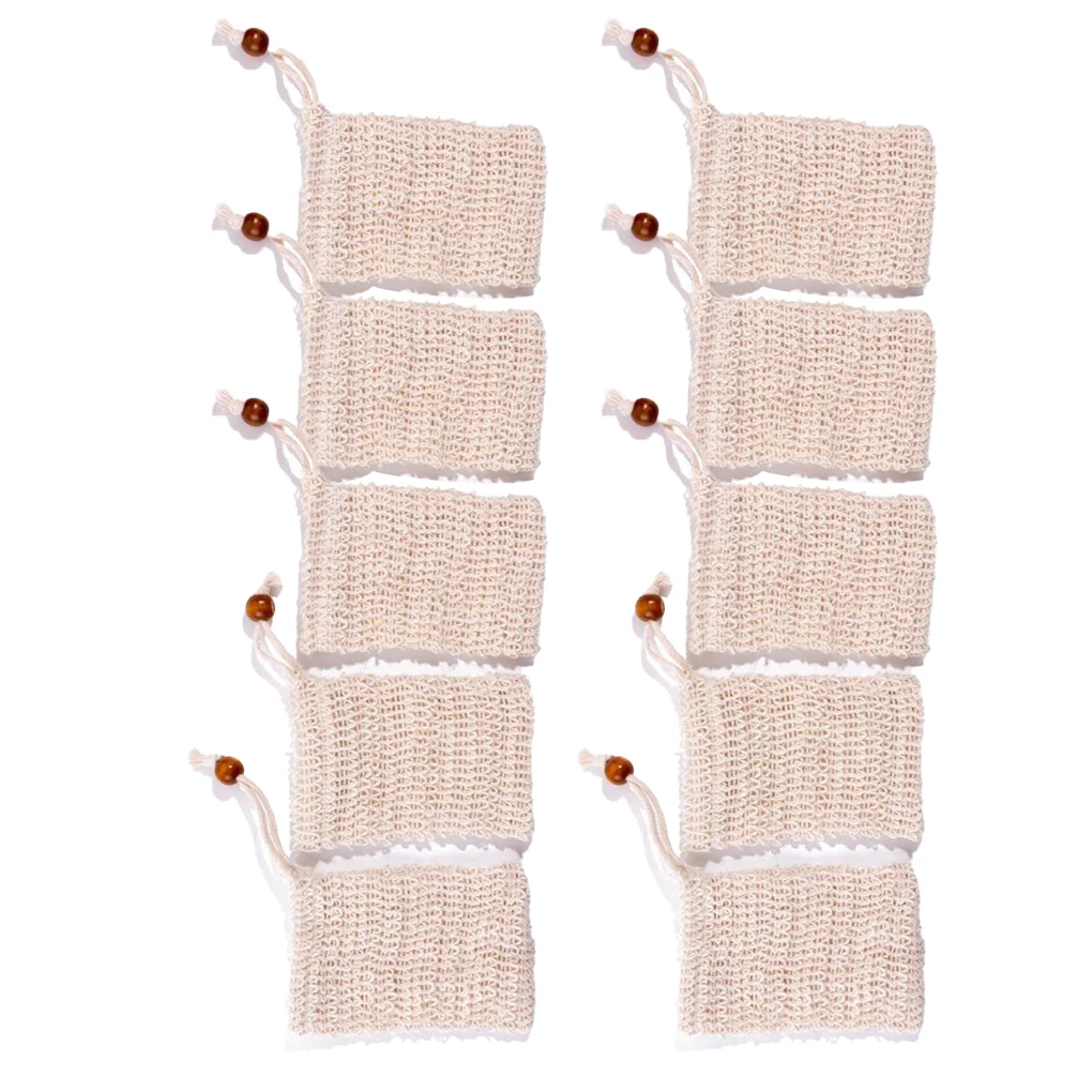 10 Pieces Linen Foaming Net Portable Reusable Non-slip Skin Bath Mesh Bag Indoor House Bathroom Foam Maker Supplies