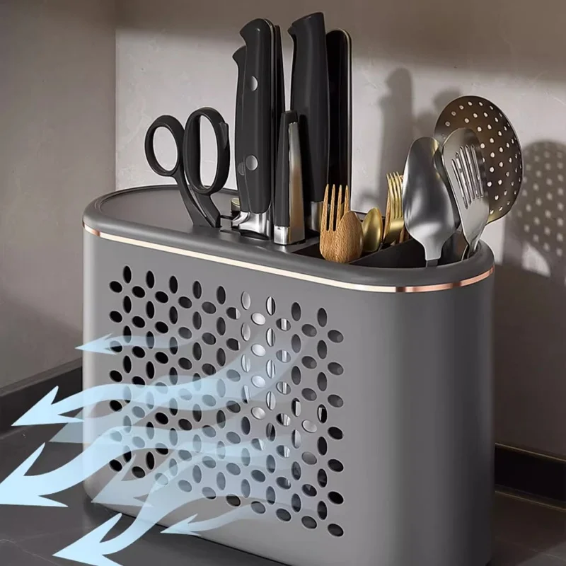 Scaffali multifunzionali in plastica dotati di scatola per condimenti vassoio di scarico utensili da cucina coltelli da tavola forniture da cucina