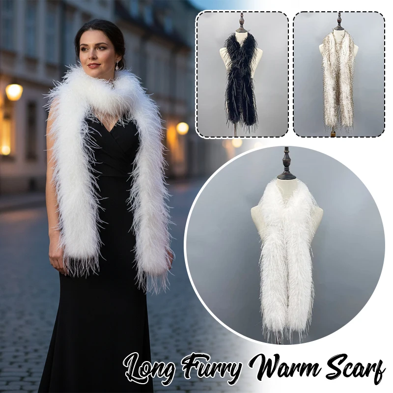 Imitation Mink Fur Long Scarf Women Autumn Winter Warm Plush Solid Color Shawl Scarf Party Banquet Evening Dress Accessories