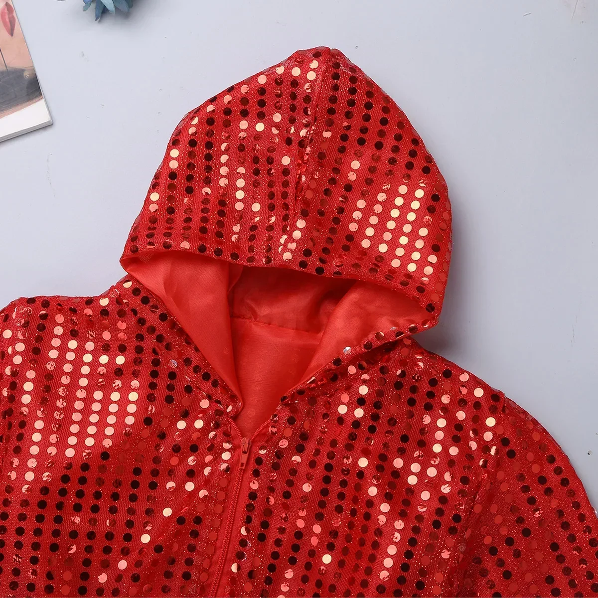 Traje de baile de Jazz de Hip Hop con lentejuelas para niñas y niños, Top con capucha de manga larga y pantalones, conjunto de baile callejero, trajes de actuación para niños