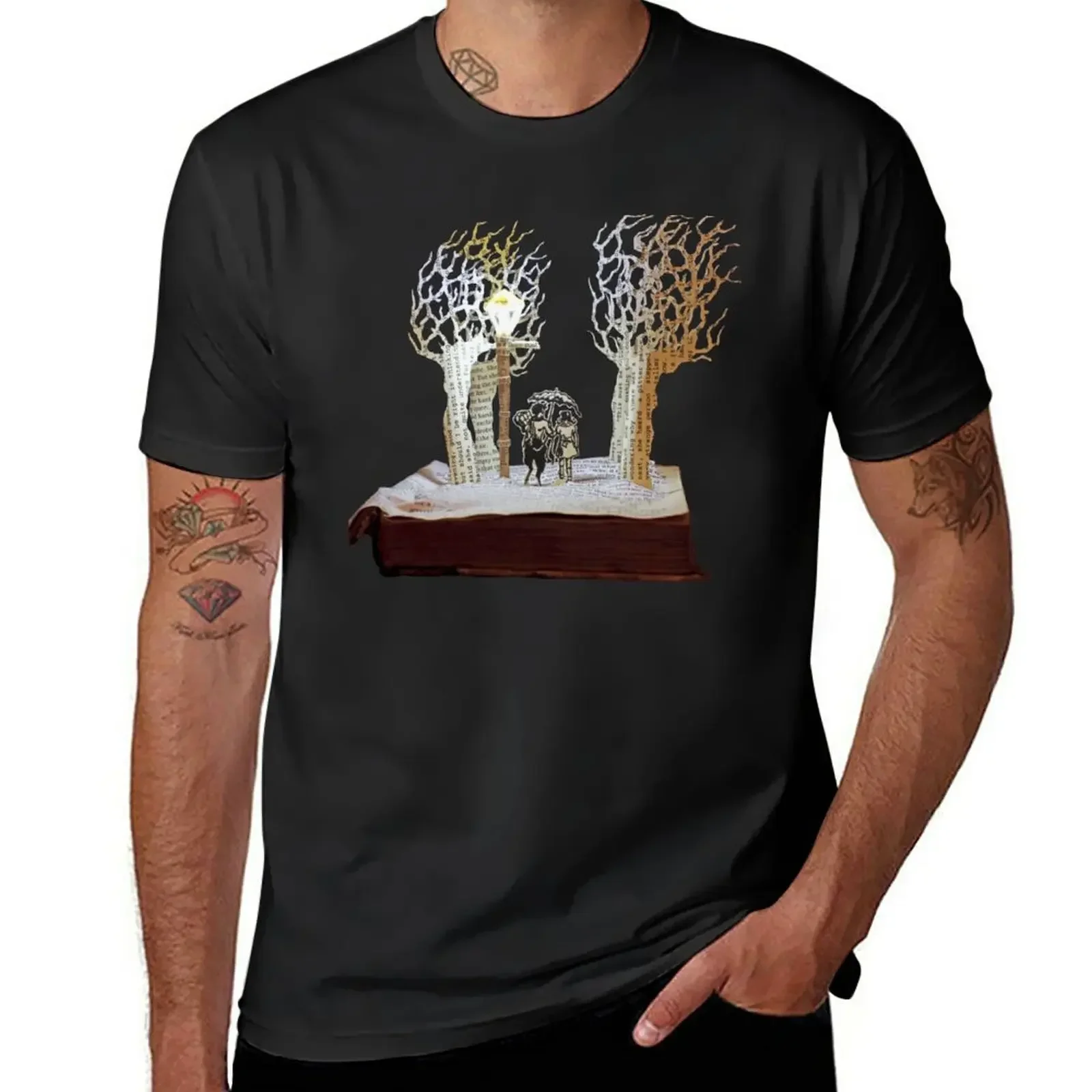 Tumnus and Lucy Narnia book sculpture T-Shirt summer top cute tops Blouse black t-shirts for men