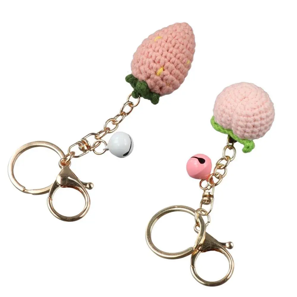 

Creative Lemon Donut Fruit Keychain Strawberry Watermelon Knitting Car Keychain Orange Hand-woven Knitted Keyring Car Key Holder