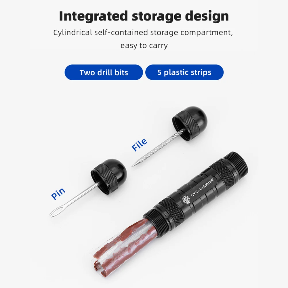 مجموعات إصلاح الإطارات بدون أنابيب للدراجة، تخزين متكامل لإطارات عجلة الدراجة، سدادة مطاطية، أدوات صيانة ركوب الدراجات