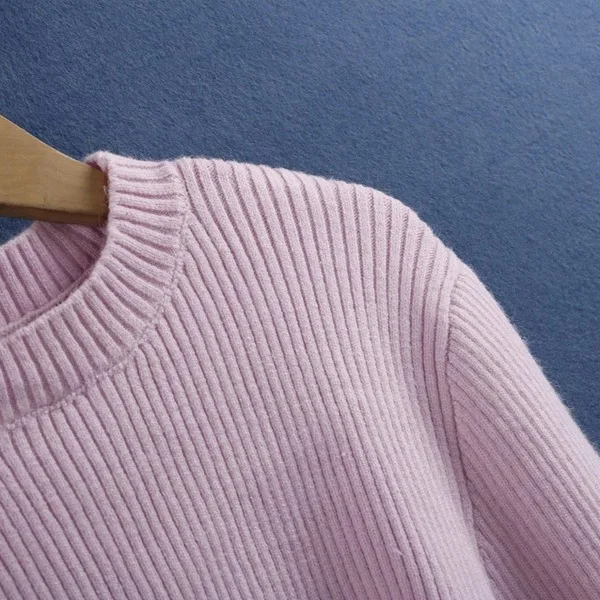 المرأة جولة Ne تريكو ort الجوف خارج طويل Sve الخريف Faion عالية المرونة الوردي اللون تخفيف Sle الدفء التدفئة