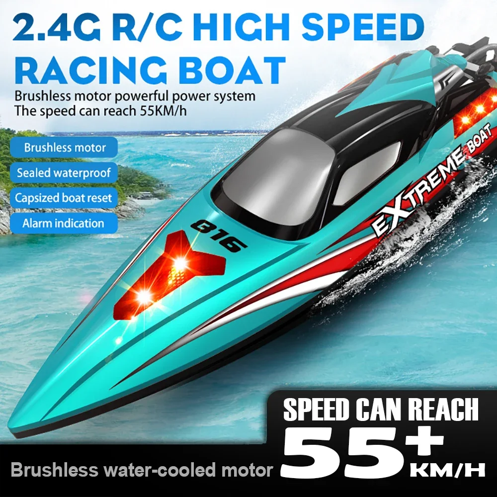 

55km/h High Speed Racing Boats HJ816 Brushless fish Boat 2.4Ghz Professional Remote Control Model Speedboat toys for Children's