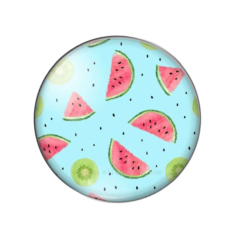 New Cute Watermelon Pattern Background 10pcs mixed 12mm/18mm/20mm/25mm Round photo demo glass cabochon flat back Making findings