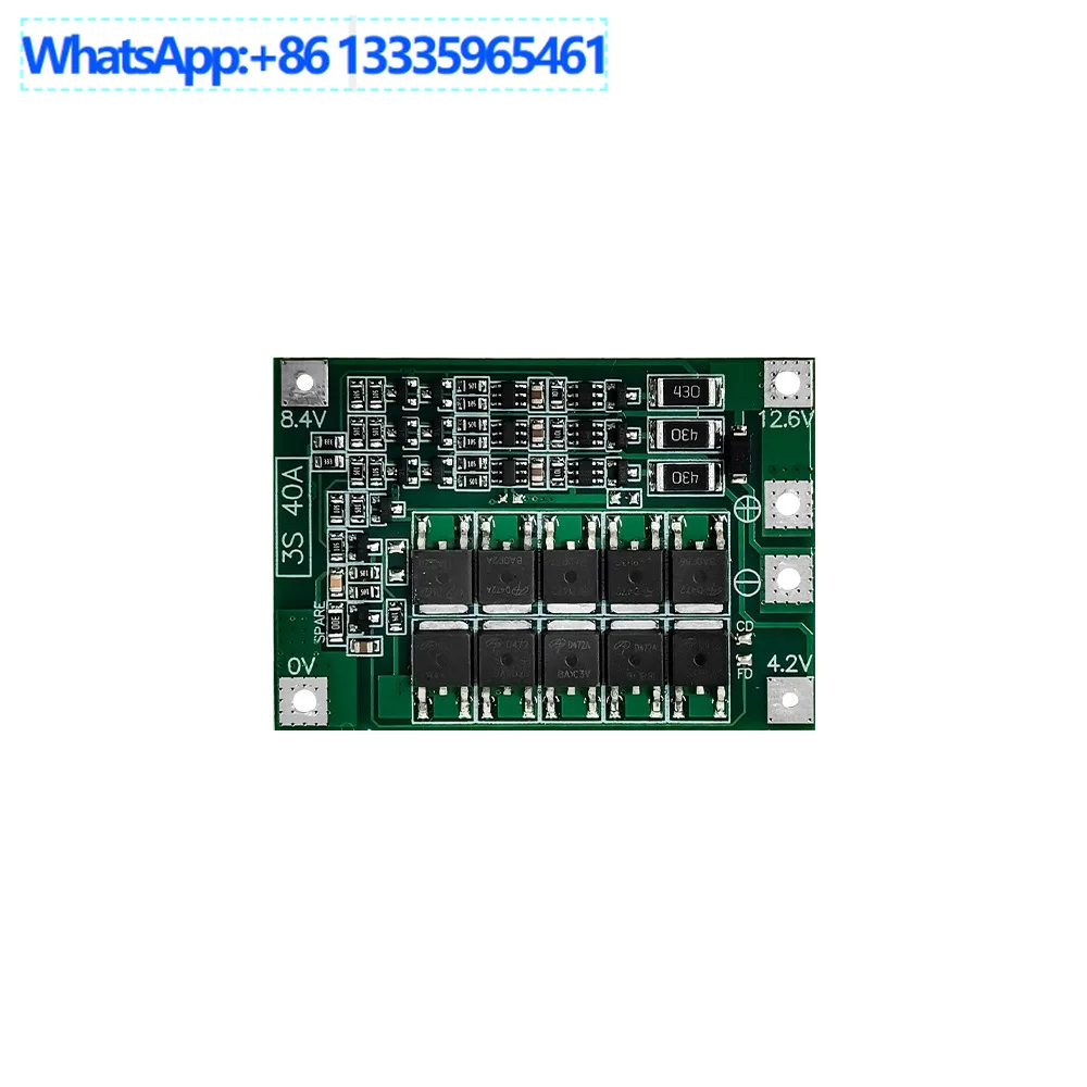For 10pcs 3 strings 11.1V 12.6V 18650 lithium battery protection board, with equalization, can start electric drill 40A current