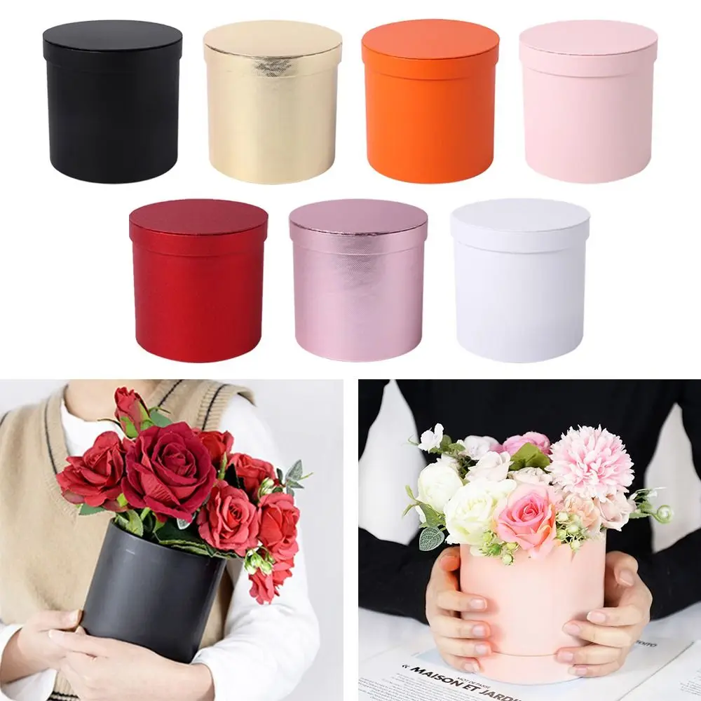 Fashion Flower Box Round Cardboard Gift Boxes Wedding Birthday Party Rose Flower Packaging Decoration Valentine's Day Gift