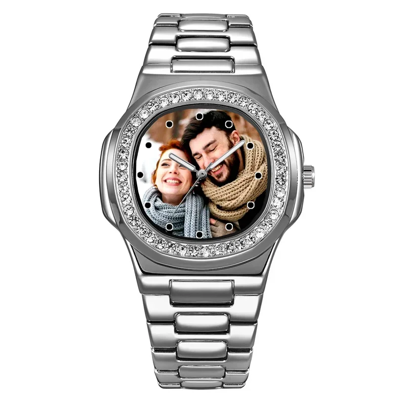 Montre personnalisée avec biscuits pour homme, couleur dorée, cadran de montre avec photo, logo design, cadeau de bricolage