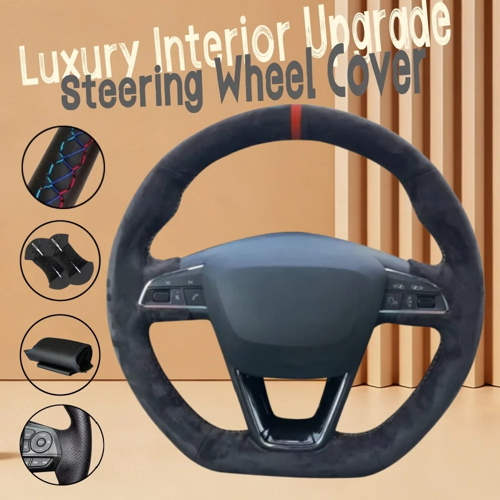

Customiz Suede Leather Car Steering Wheel Cover Cupra Leon ST Cupra Leon ST Cupra Ateca Steering Wrap Cover For Seat Leon