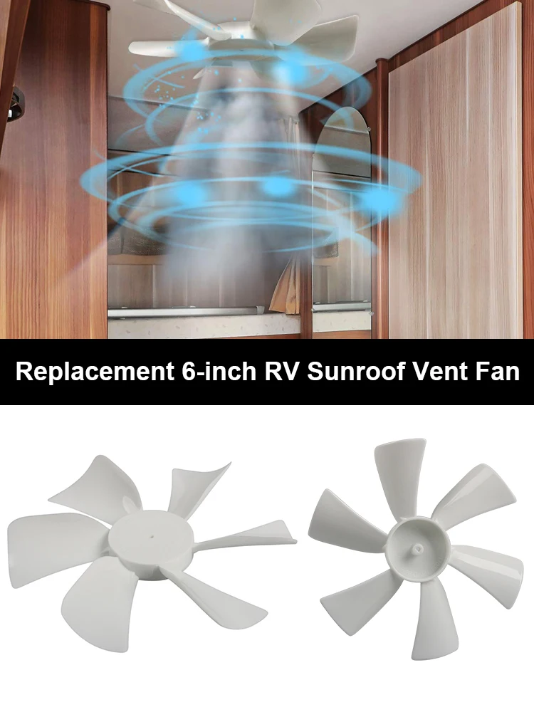 Replacement Vent Fan Blades D Hole RV Bathroom Vent Fan 6 Blades Range Hood Fan for Elixir Ventline 12 Volt Motor Roof Vent