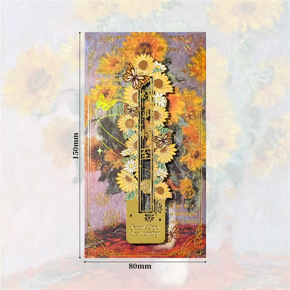 1 шт., закладка с цветком и бабочкой, металлические золотые полые закладки, студенческий подарок, закладка с цветочной живописью, школьные и офисные принадлежности