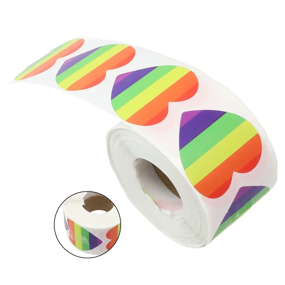 500pcs Pride StiFor CKers Rainbow Heart Shaped Labels Adhesive StiFor CKers For Decorating Your Face / Hands / Gifts / Envelopes