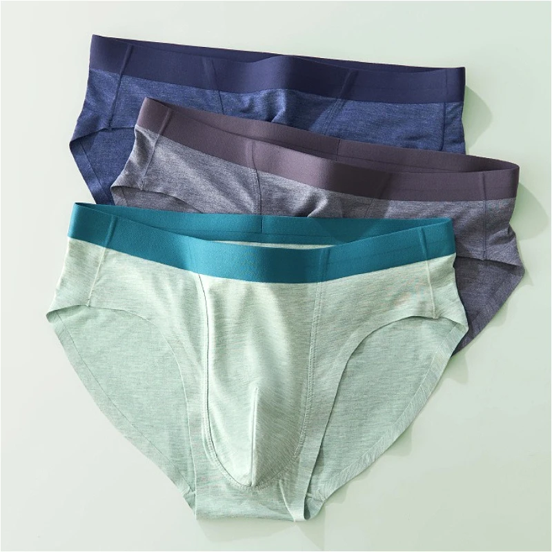 Summer Sexy Mens Underwear Bamboo Fiber Seamless Convex Pouch Underpants Smooth Men Breathable Briefs Mid-waist Thin Slip Homme