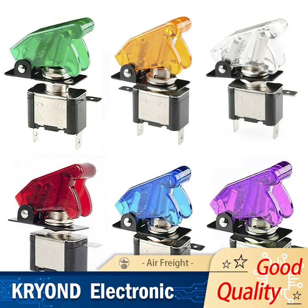 1PCS 12V LED Multi-color Lighting Toggle Switch with Safety Cover Protection 3-pin Joystick Heavy-duty 20 AMP