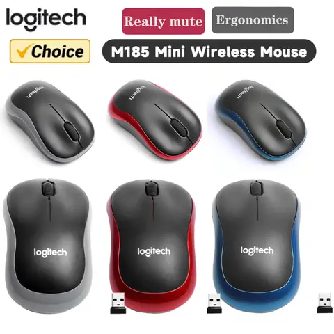 Logitech M185 Mini Mouse Wireless 1000 DPI Mouse ottico silenzioso 2,4 GHz con Mini ricevitore USB Mouse portatile per Windows