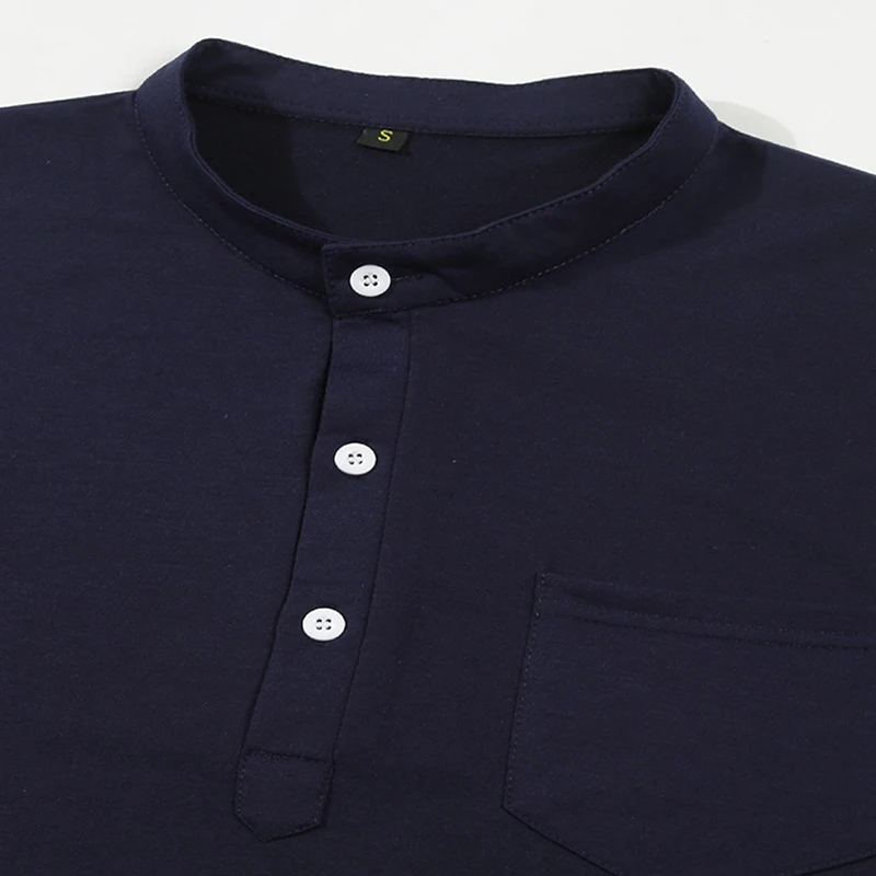 Herren Henley Poloshirt Kurzarm Knopfleiste Lässiges Oberteil mit Brusttasche Atmungsaktive Polyester-T-Shirts für den Täglichen Sommergebrauch – Detail 40
