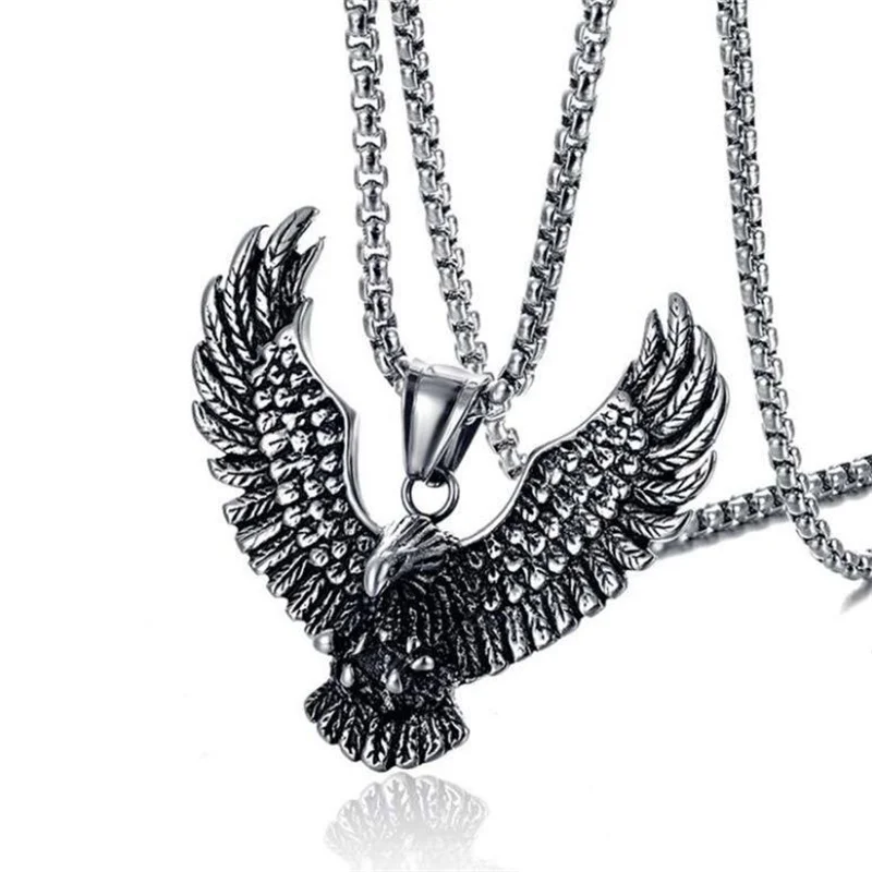 Exquisite Fashion Eagle Wings Luxury Pendant Necklace Punk Hip Hop Retro Trendy Men's Jewelry Accessories Necklace 2022 Trend image 6