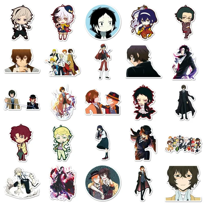 50 Uds Bungo Stray Dogs pegatinas de dibujos animados equipaje taza de agua papelería teléfono móvil portátil refrigerador pegatinas decorativas