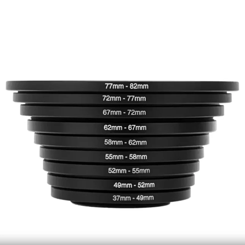 2 stücke 49-82mm Kamera Adapter Ring Objektiv Filter Adapter Step Up Ring Metall 49mm 52mm-82mm Teleprompter Prompter Adapter Ring