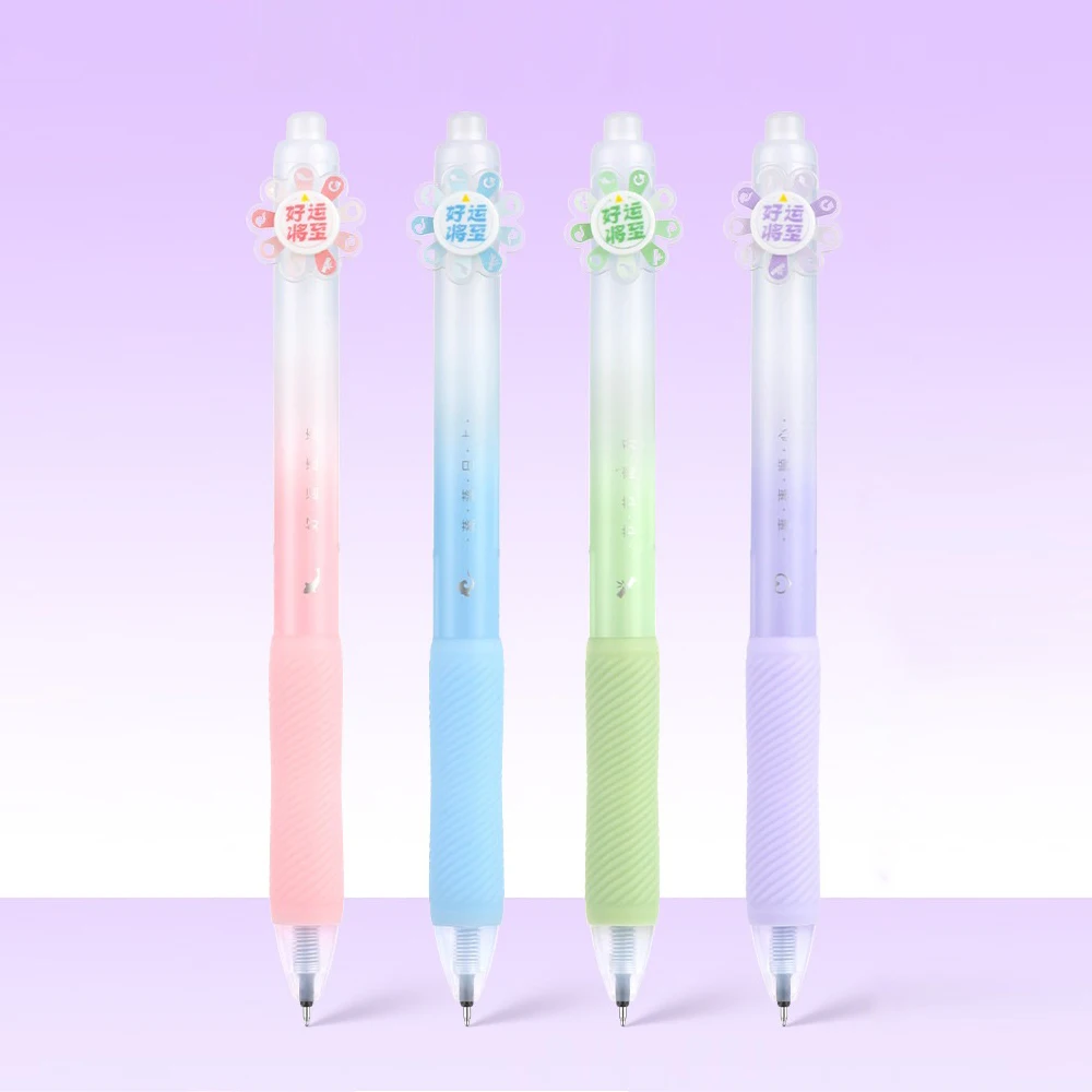 4pcs Aihao Quiet Gel Pens Student Decompression Pen 0.5mm ST Tip Smooth Fast Drying Technology Stationery Cute School Stationery