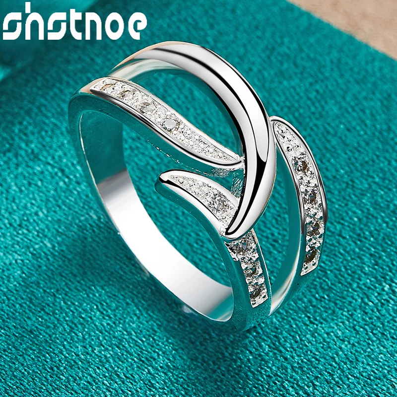 

SHSTONE 925 Sterling Silver Zircon Minimalist Ring For Women Party Wedding Fashion Charm Fine Jewelry Accessories Birthday Gift