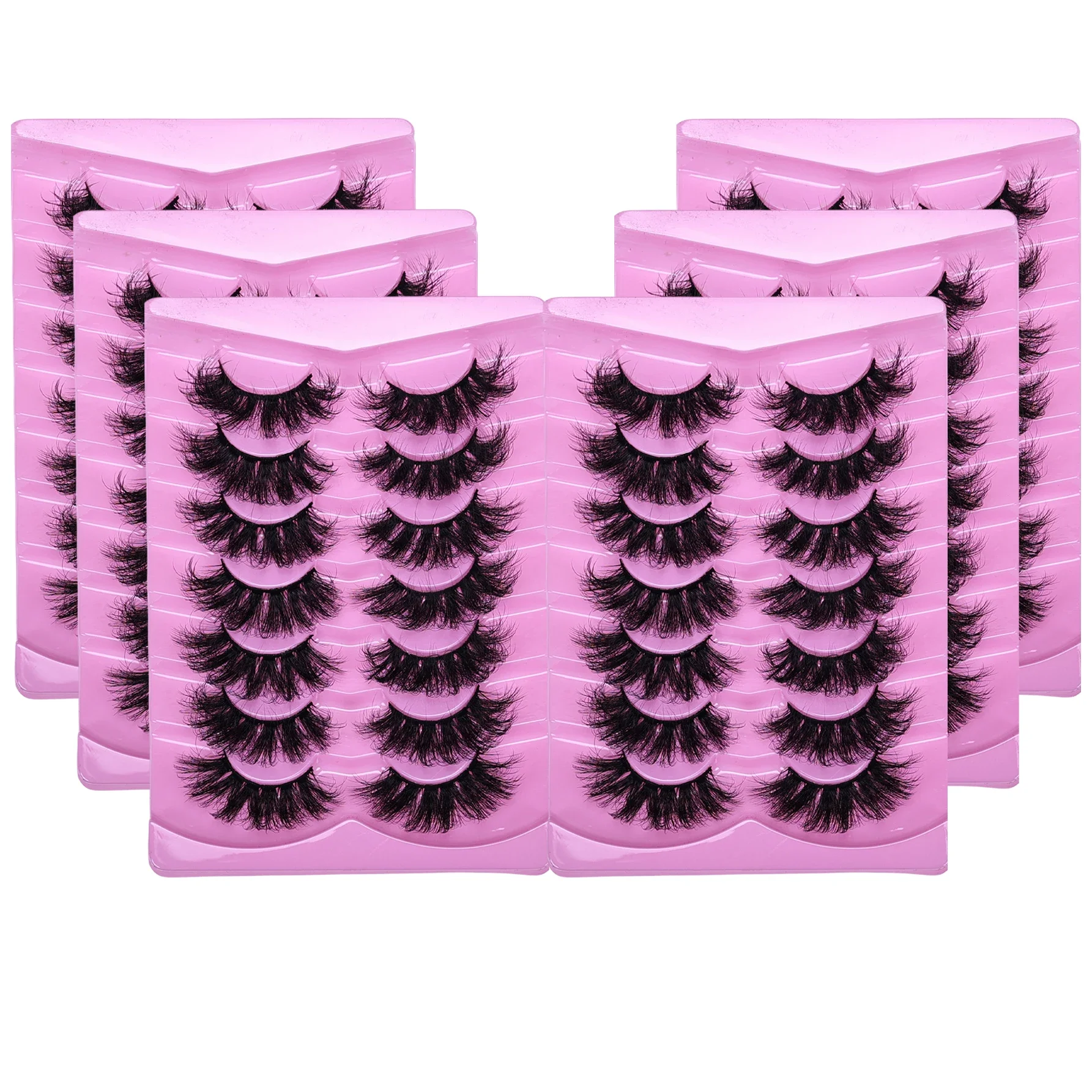 

42Pairs/6Pack Fluffy Fake Lashes Eyelashes Thick Long False Eyelashes Long Lasting Dramatic Volume lashes Extension