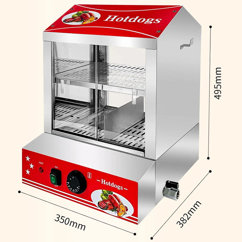 27L Commercial Hot Dog Warmer, Electric Sausage Display Case, Fried Chicken Shop Food Display Case, Multi-Temperature Control image 6