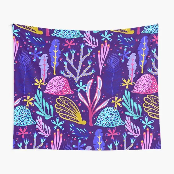 Colorful Coral Tapestry Hand Painted Pattern Tapestry Modern Abstract Art Wall Hanging for Bedroom Living Room Home Decoration