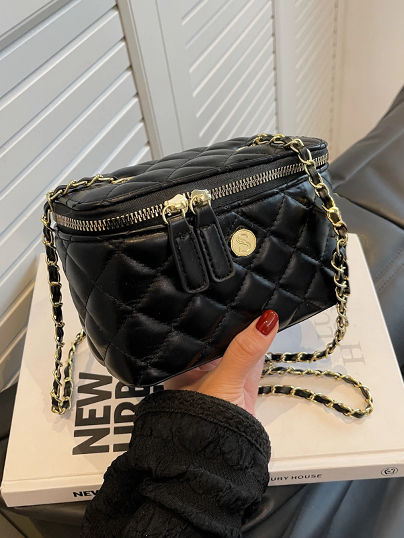 Klasyczna Mini pikowana damska torba Crossbody modna i elegancka/diamentowa w kratฤ/maลa torba kwadratowa torba na ramiฤ