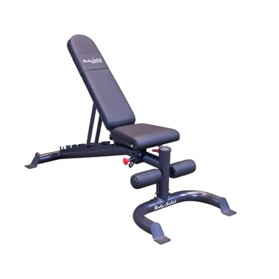 

Home commercial gym bench for weight lifting: heavy-duty steel black adjustable flat/incline/decline leverage design