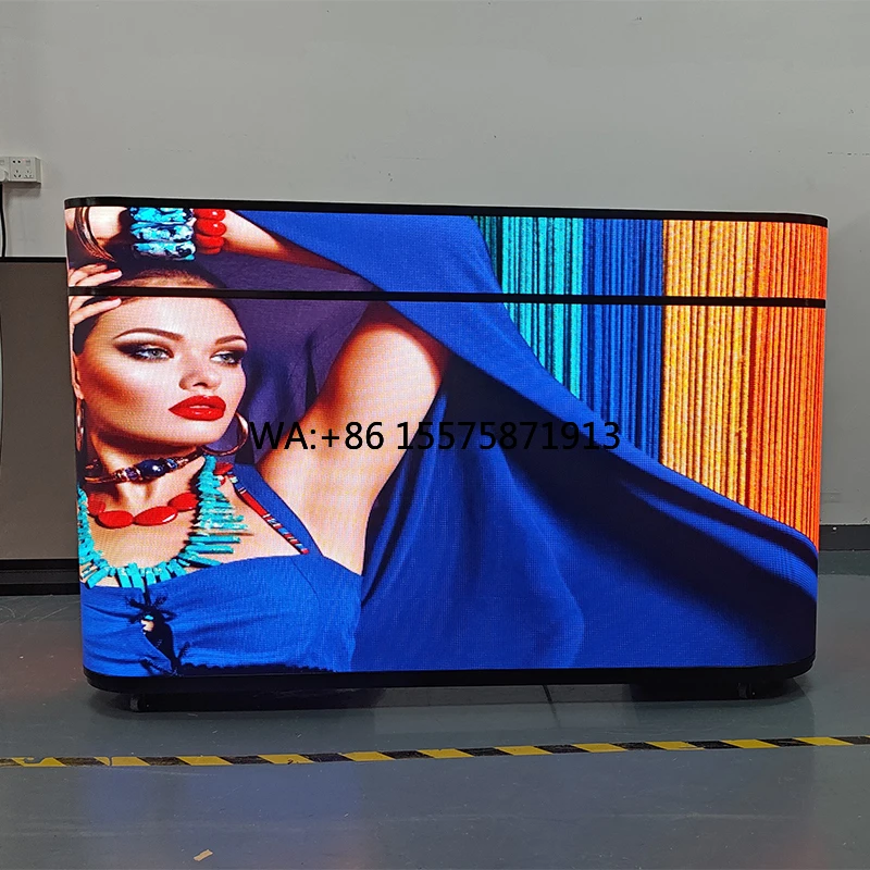 Smart LED DJ Booth Display With Wheels Kit Front Desk P2 With Logo USA Stocked Small Open