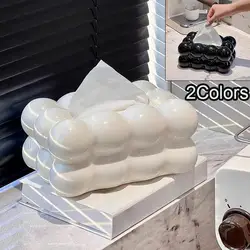 1Pc Black /White Household Table Tissue Box Holder Creative Rectangular Napkin Case Table Organizer Marshmallows Tissue Boxes