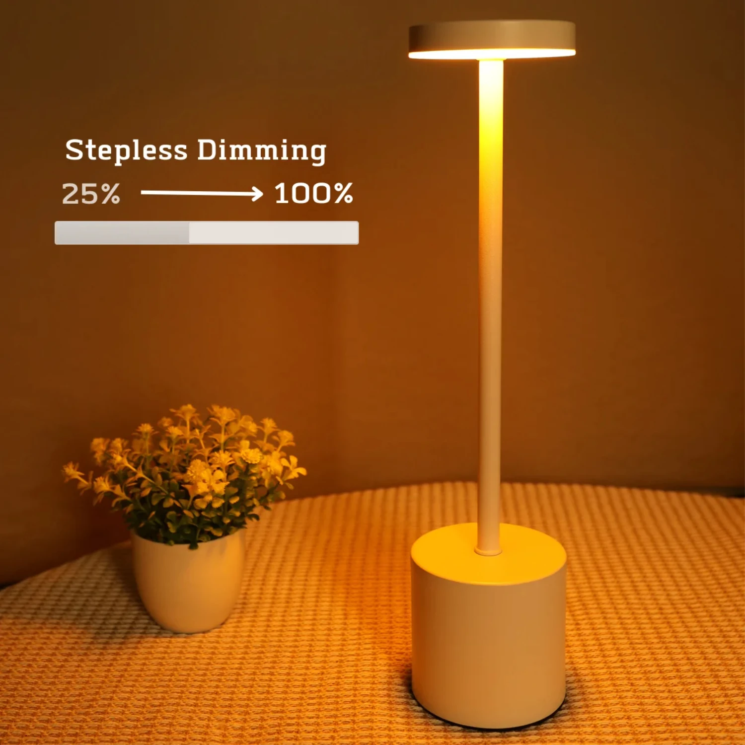 Simple LED Rechargeable  Metal Table Lamp Three Colors Bedside Creative Ambient Light  Outdoor Decoration Night Light
