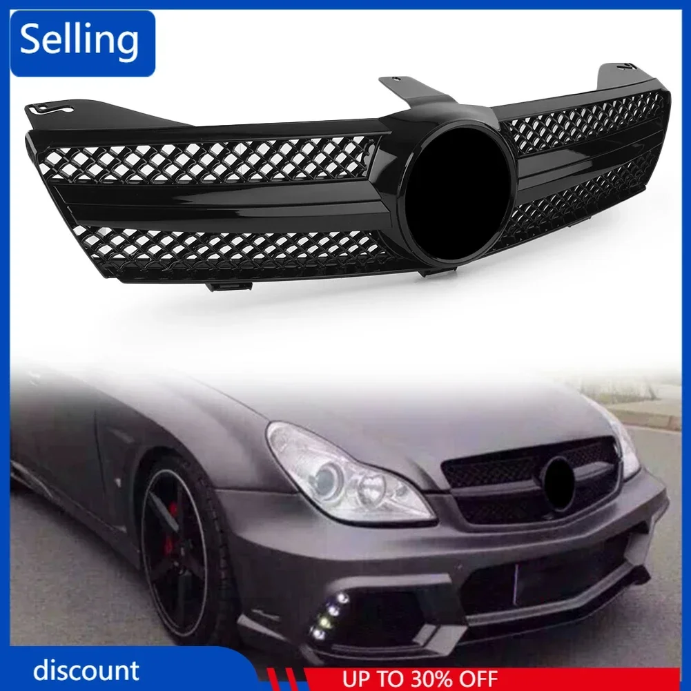 

Car Front GrilleStyle Grill For Mercedes Benz W219 CLS500 SLS600 CLS Class 2004 2005 2006 2007 Gloss Black 1 Fin W/ EMBLEM