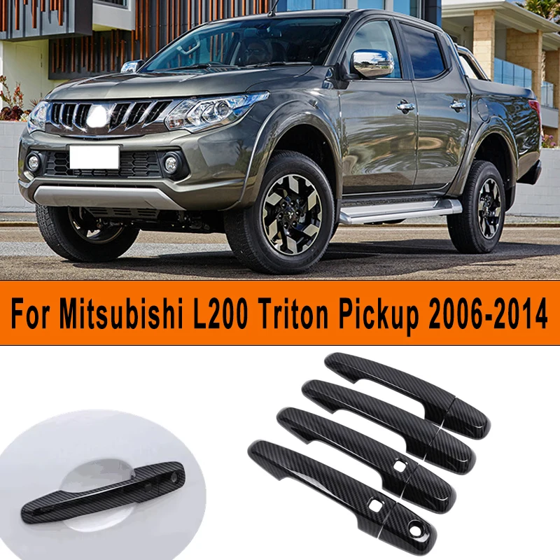 

Хромированная крышка дверной ручки автомобиля из углеродного волокна, аксессуары для стайлинга для Mitsubishi L200 Triton Pickup 2006-2014 2013 2012 2011 2010