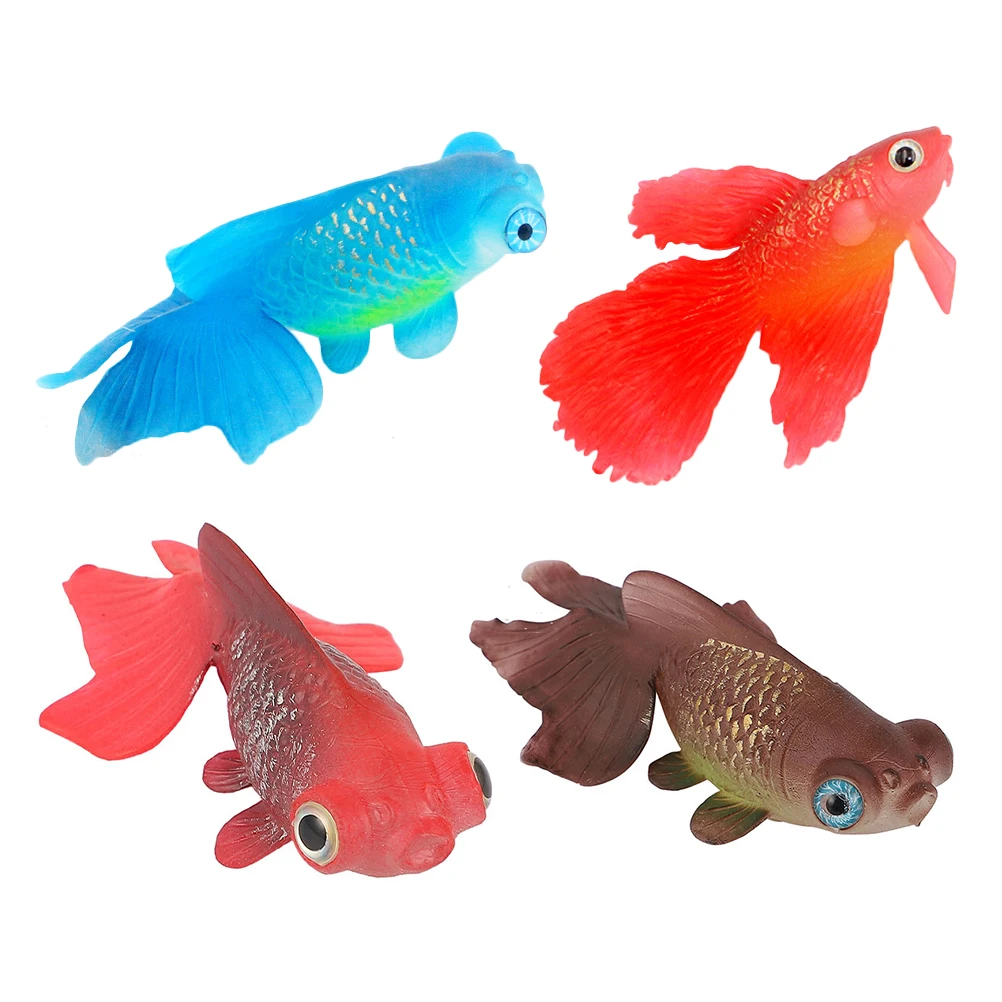 

4 pcs Simulated Goldfish Decorations Aquarium Floating Koi Luminous Silicone Night Tank Artificial Ornament Pet