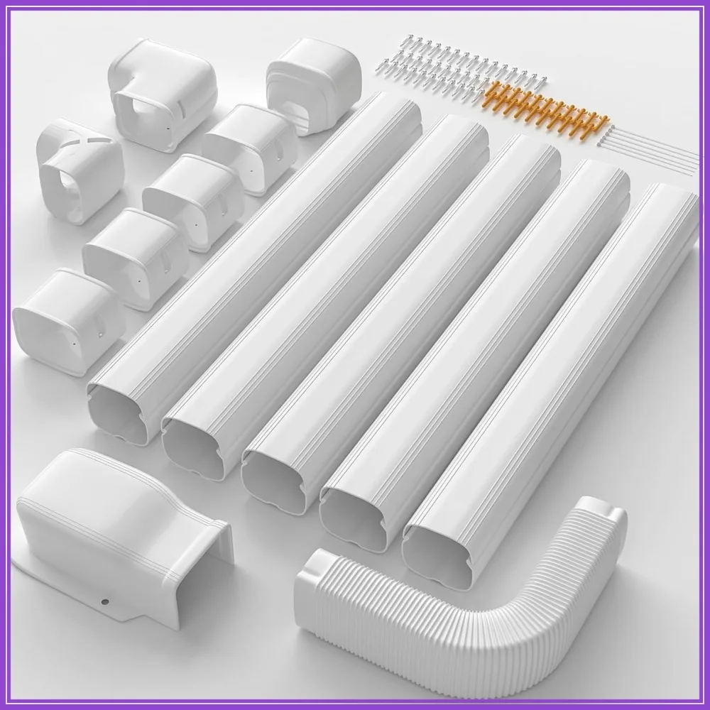 

3'' 19 Ft Mini Split Line Cover Set, PVC & PP Ductless Pipe Cover for AC Units, White