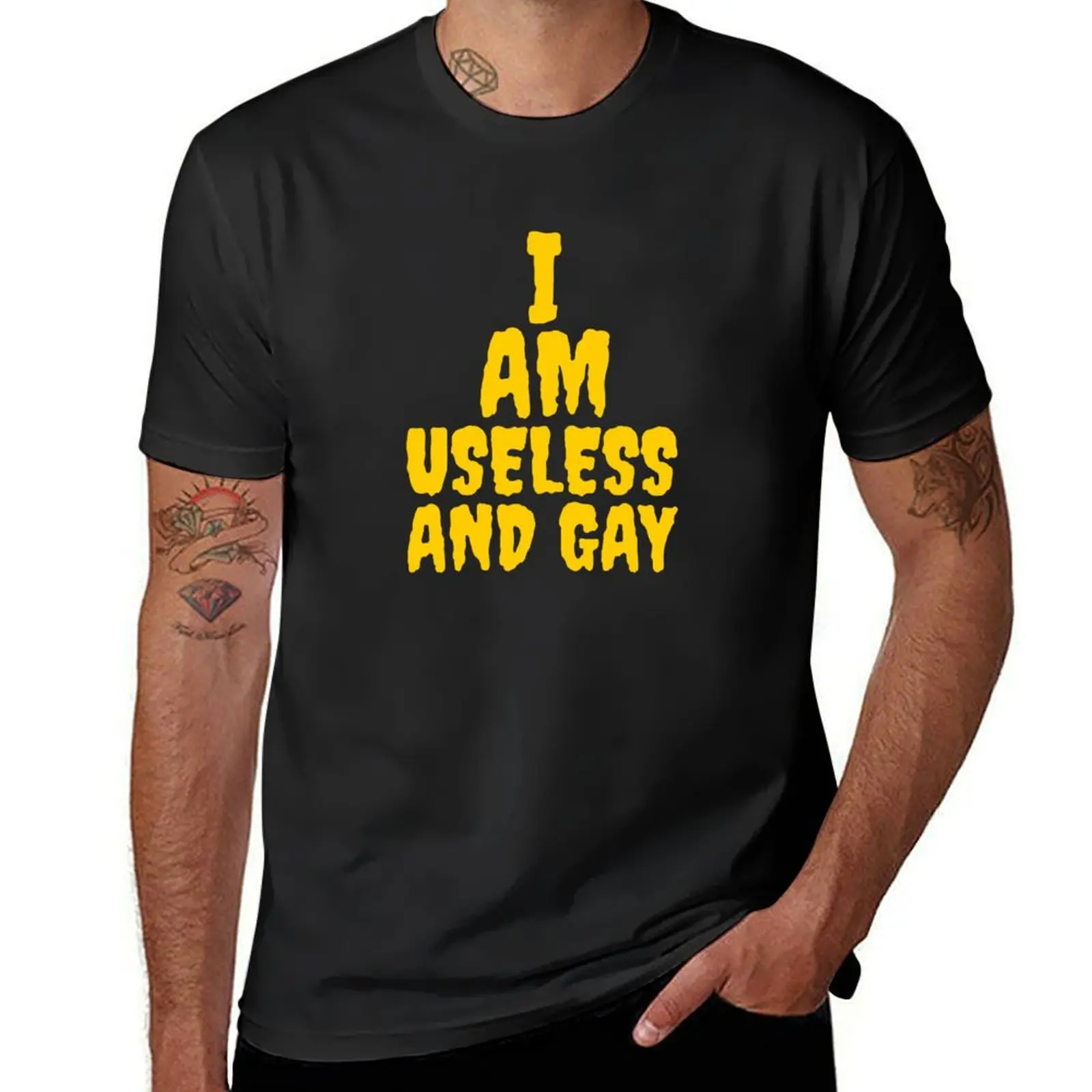 I am useless and gay T-Shirt graphics tees animal prinfor boys oversized mens cotton t shirts